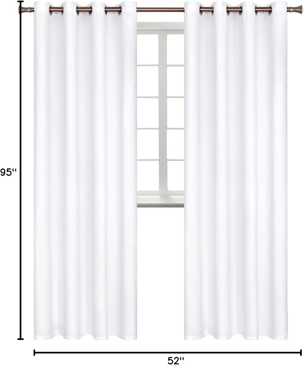 95"L x 52"W polyester curtains in Pure White, alternate view 9