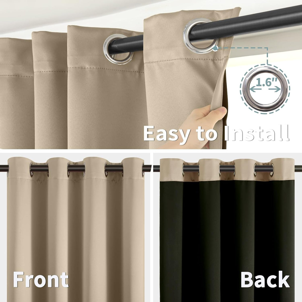 95"L x 52"W polyester curtains in Sand, alternate view 6
