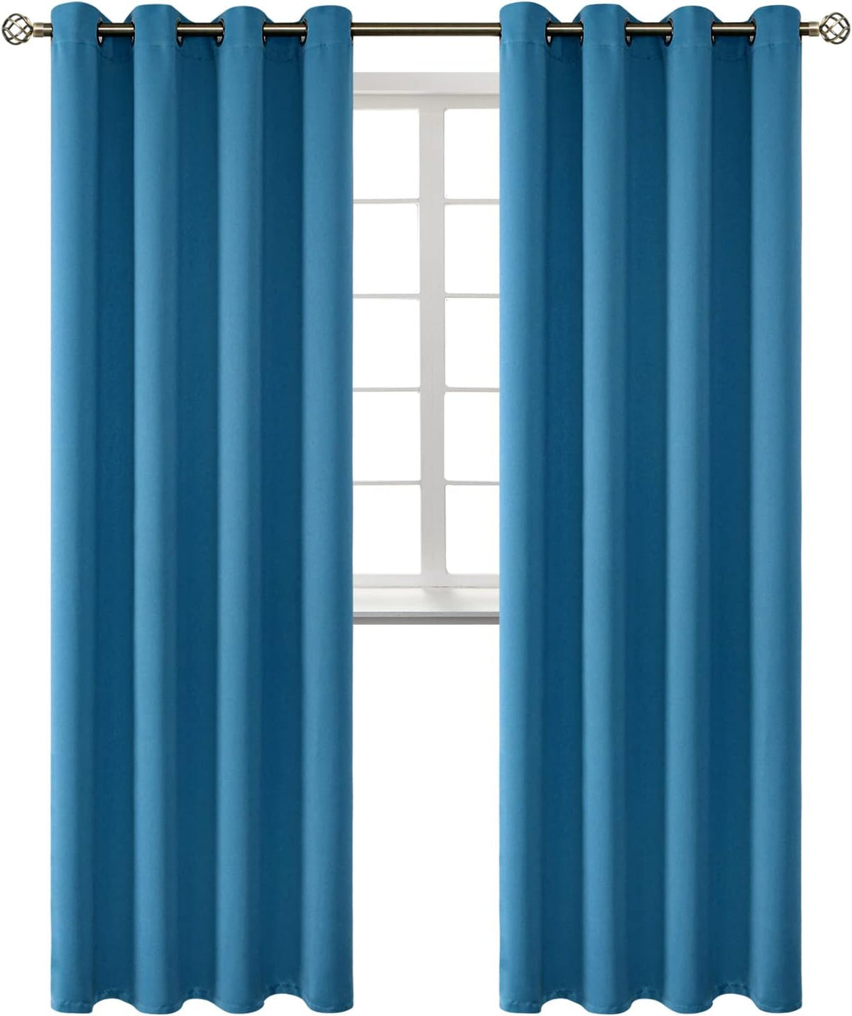 95"L x 52"W polyester curtains in Steel Blue