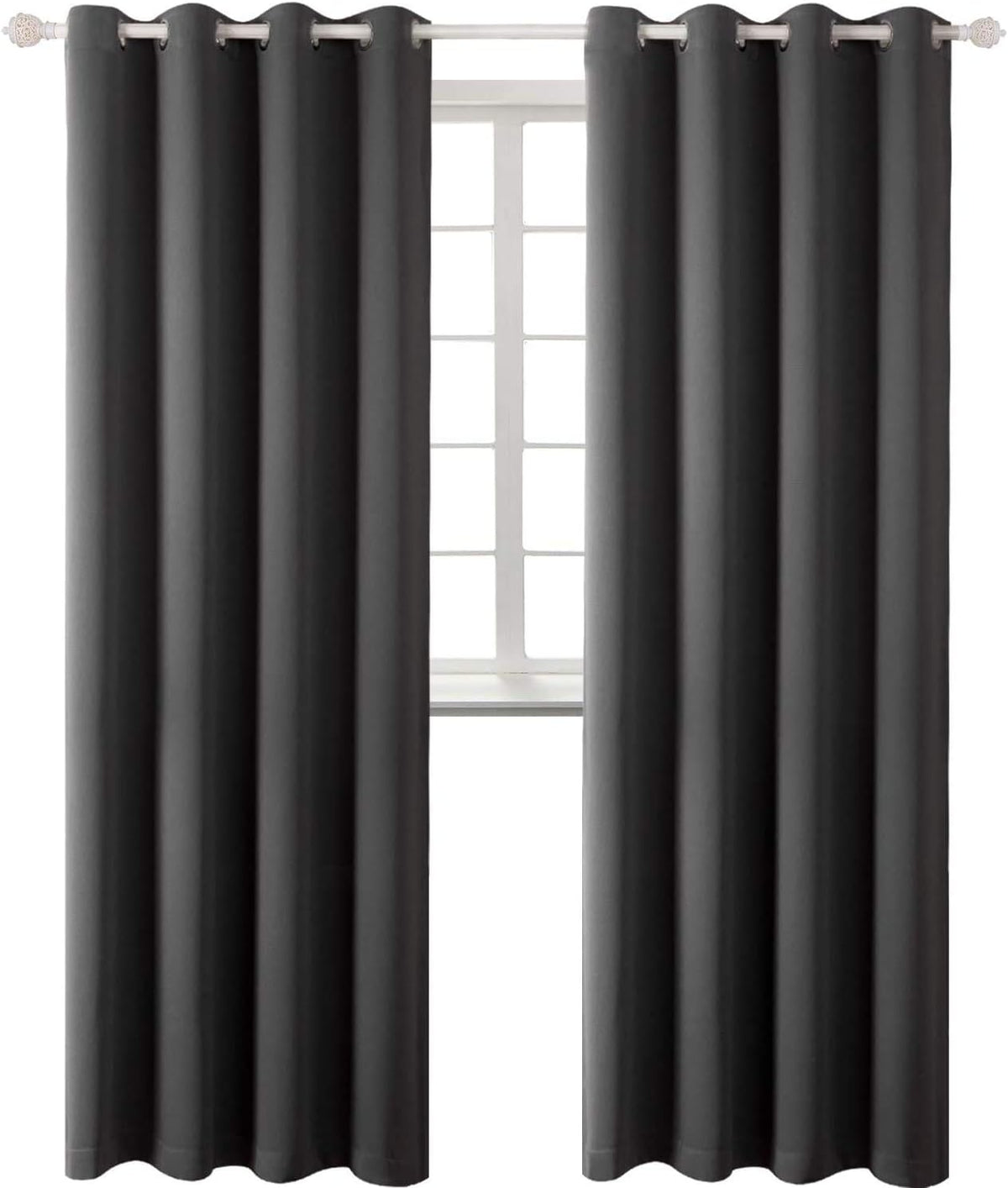 96"L x 55"W polyester curtains in Dark Grey