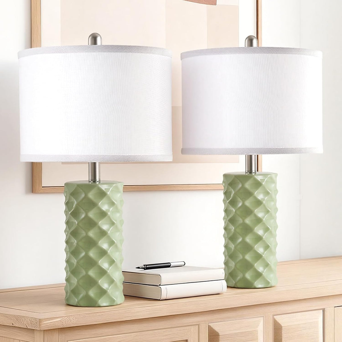 BLHDZJR 12.5"D x 12.5"W x 23"H ceramic table lamps