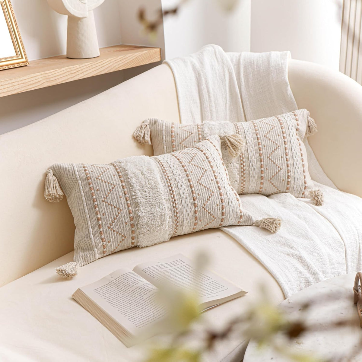 20"L x 12"W polyester throw pillow accessories in Beige, alternate view 5