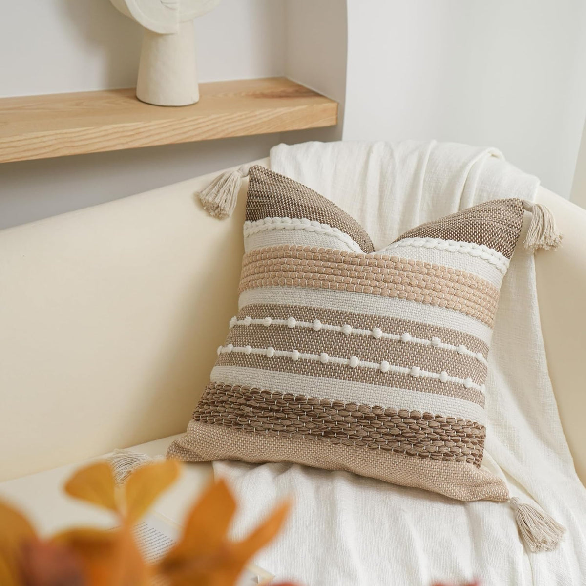 20"L x 20"W cotton throw pillow accessories in Brown, alternate view 5