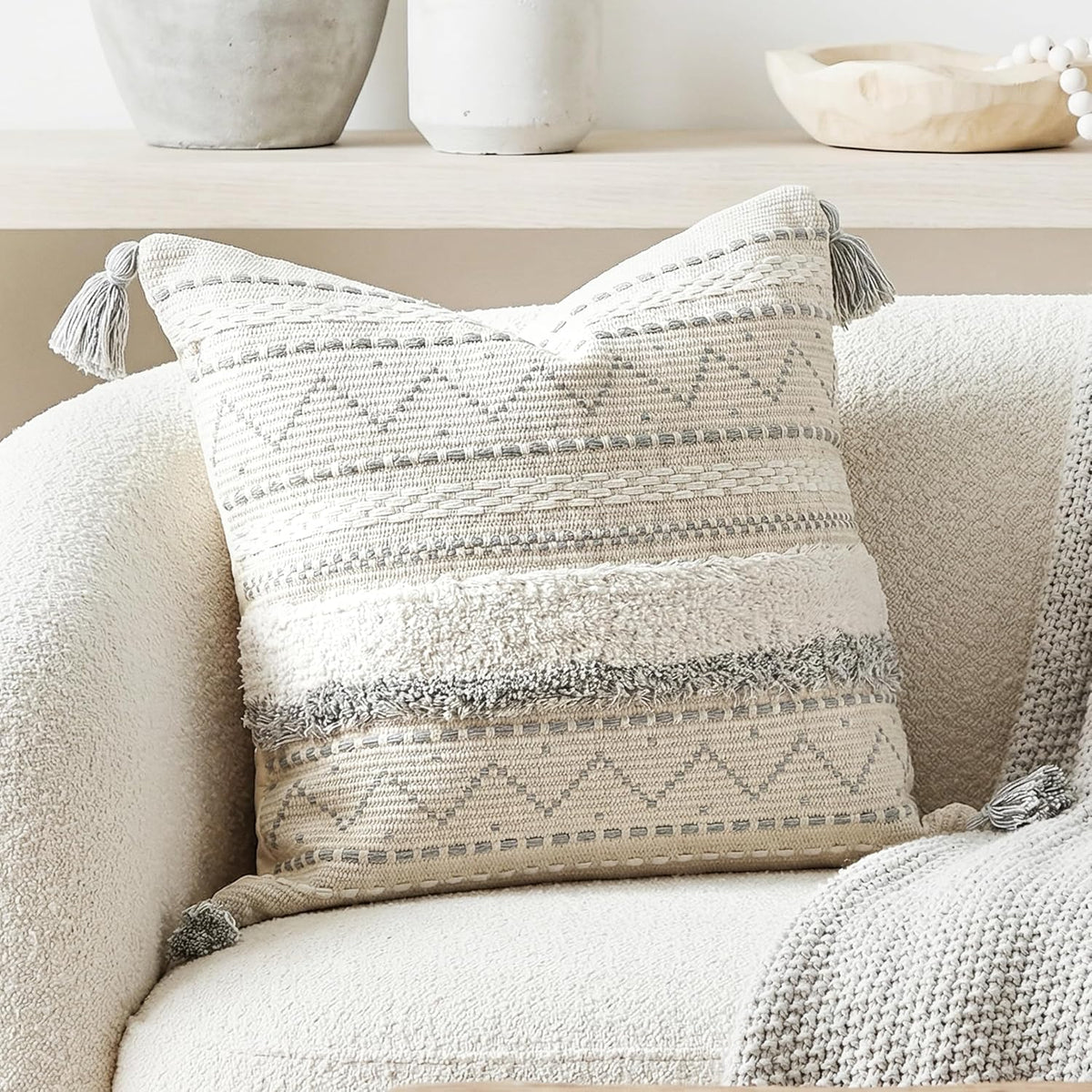20"L x 20"W polyester throw pillow accessories in Gray