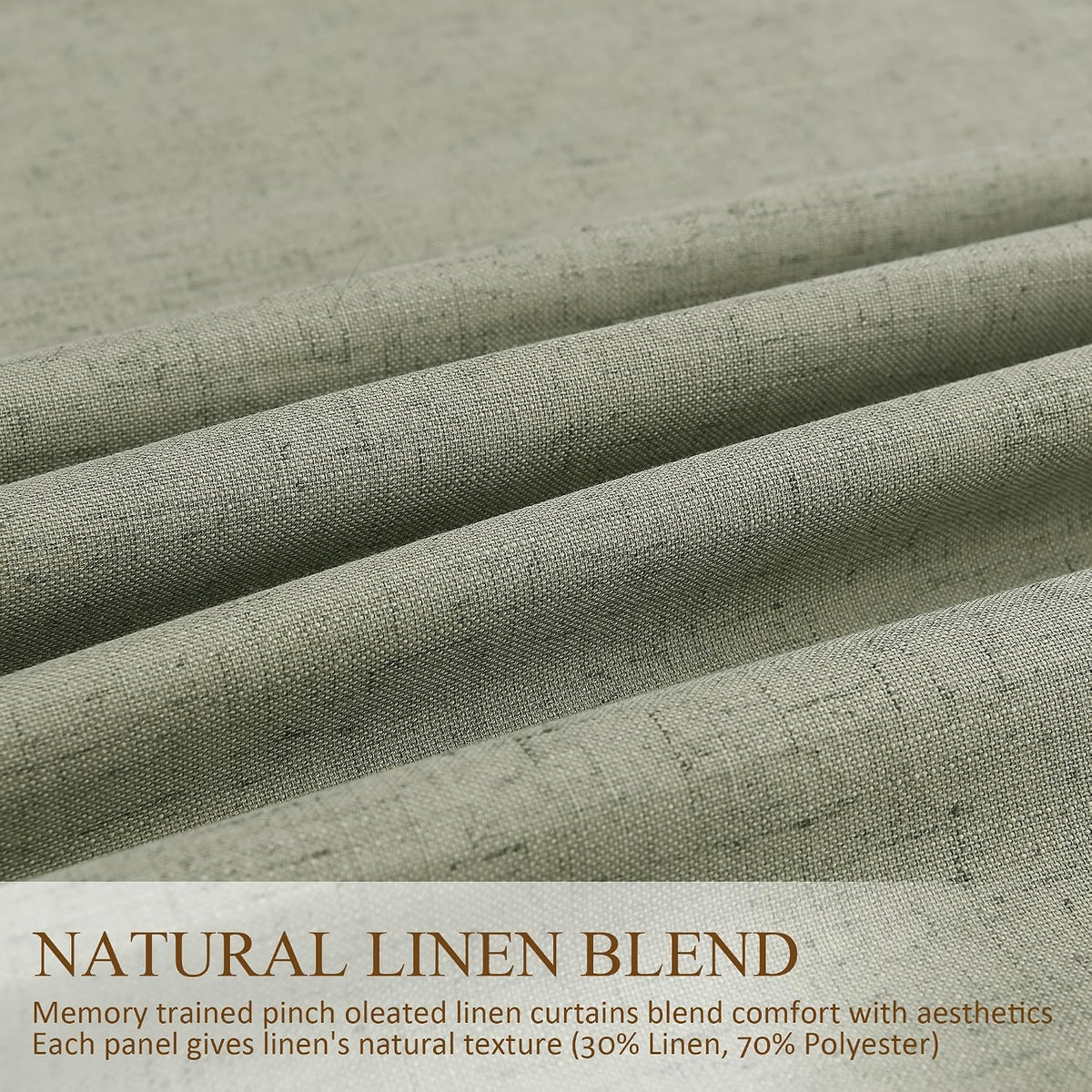 110"L x 40"W linen curtains in Sage Green, alternate view 7