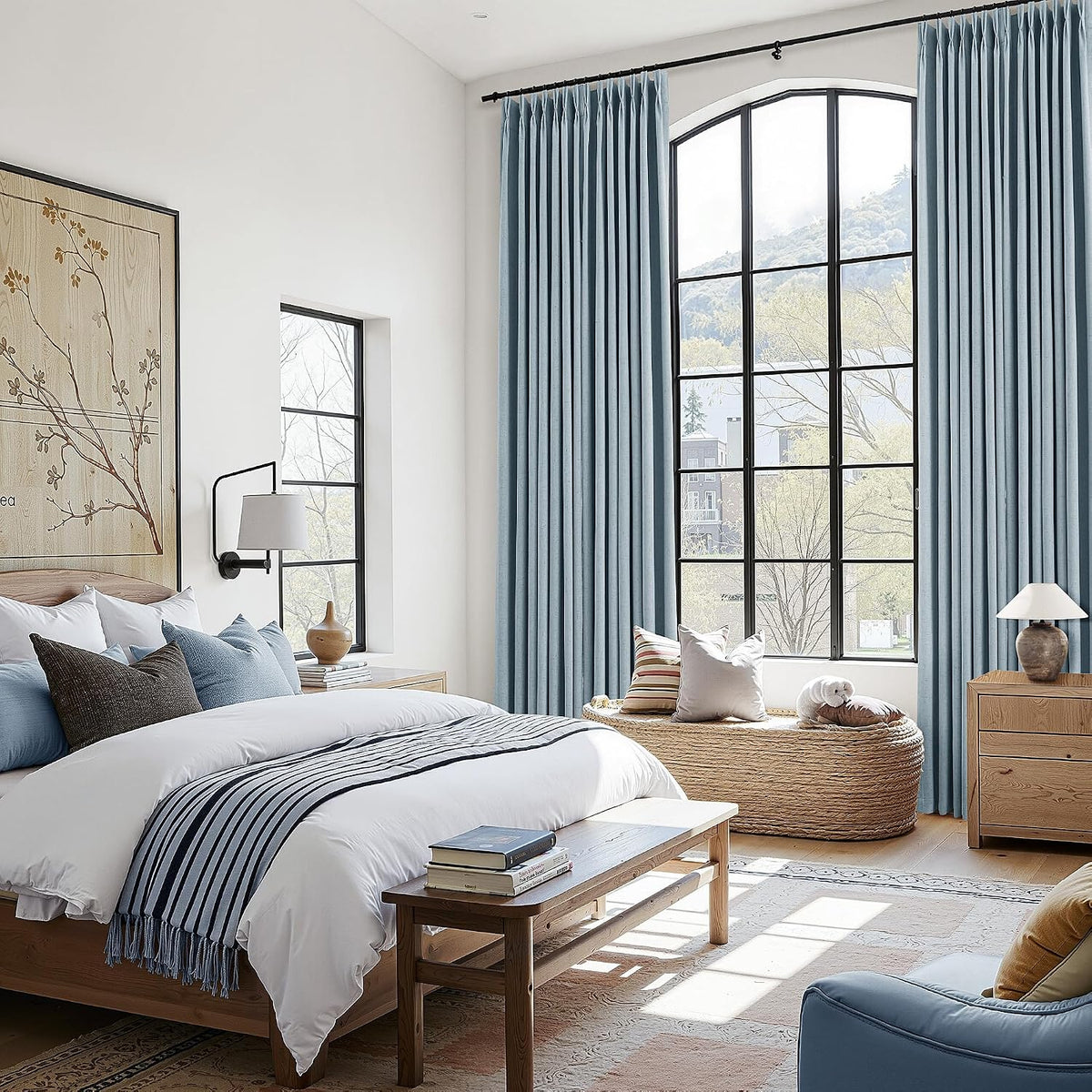 112"L x 40"W linen curtains in Blue, alternate view 6