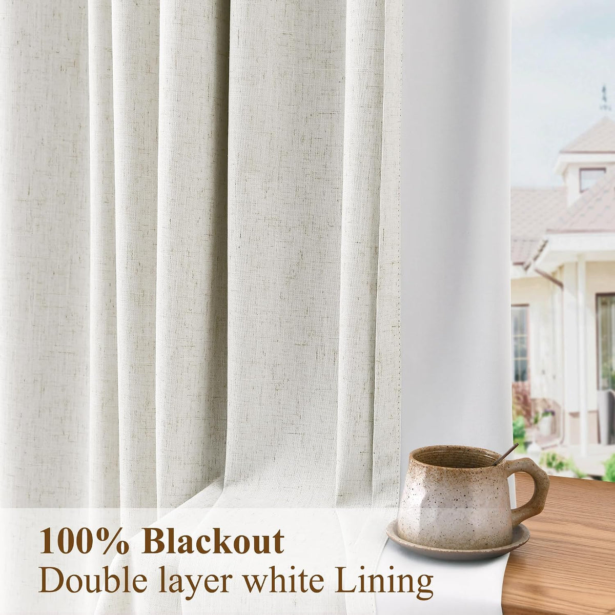 84"L x 40"W linen curtains in Beige White, alternate view 7