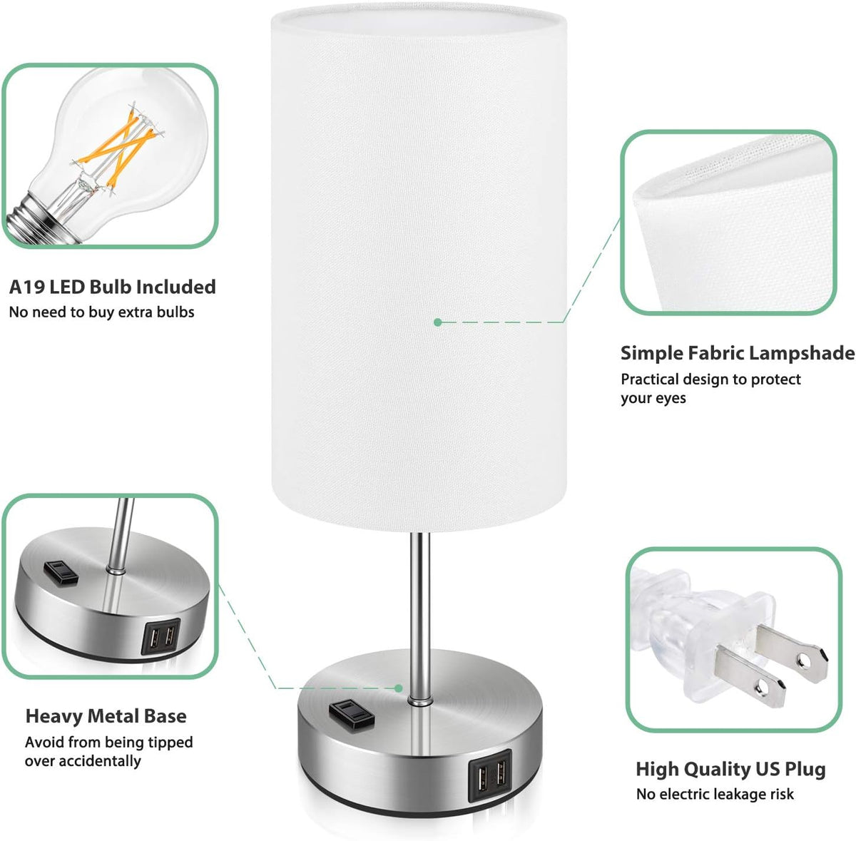 5.95"D x 5.95"W x 15.9"H metal table lamps, alternate view 7