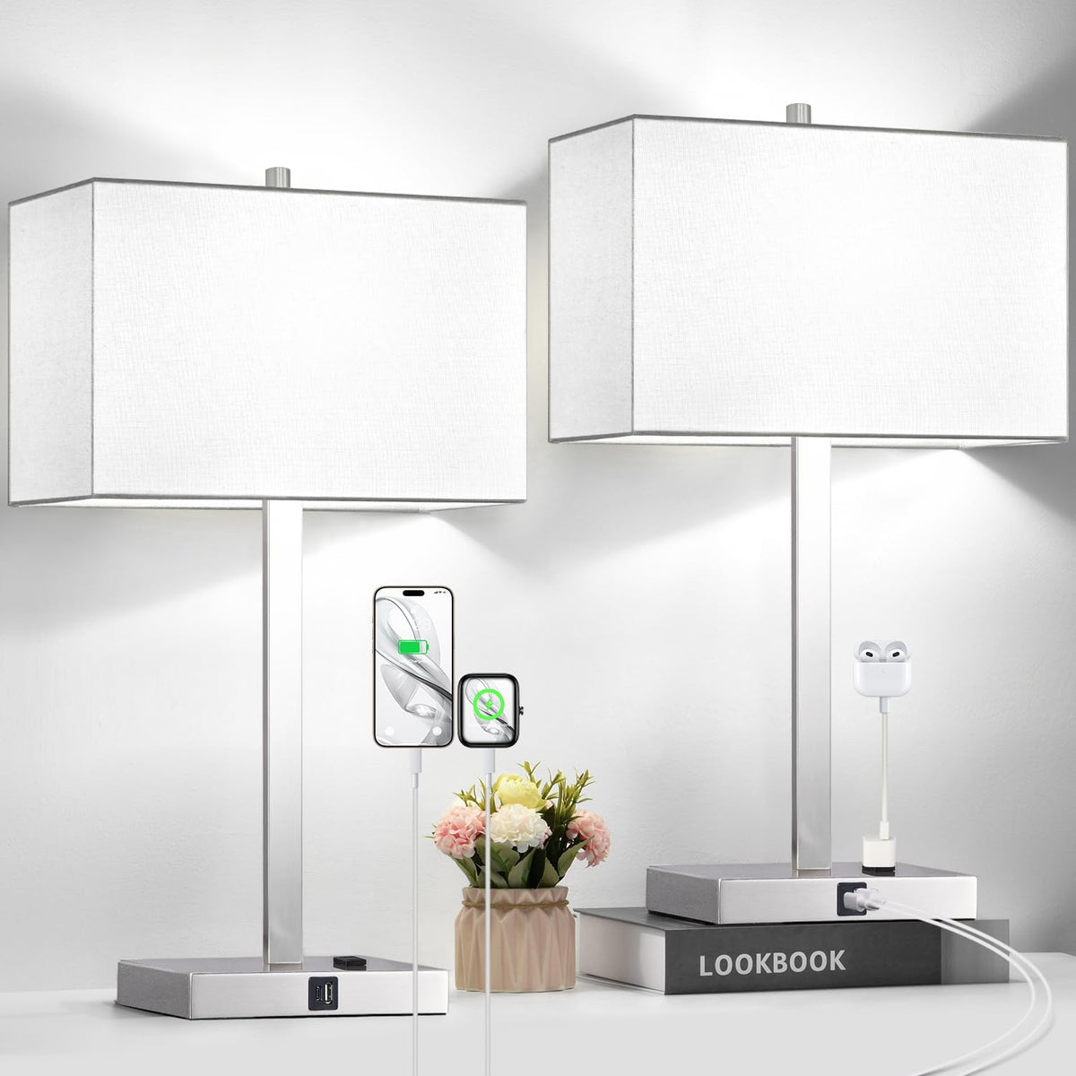 4.4"D x 7.8"W x 21"H metal table lamps