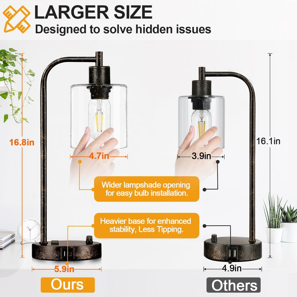 5.9"D x 8.2"W x 17"H metal table lamps, alternate view 4