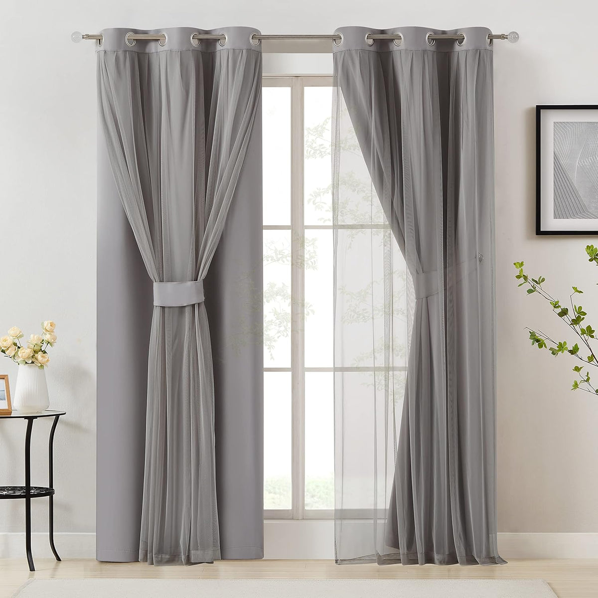 102"L x 54"W polyester curtains in Grey, alternate view 7