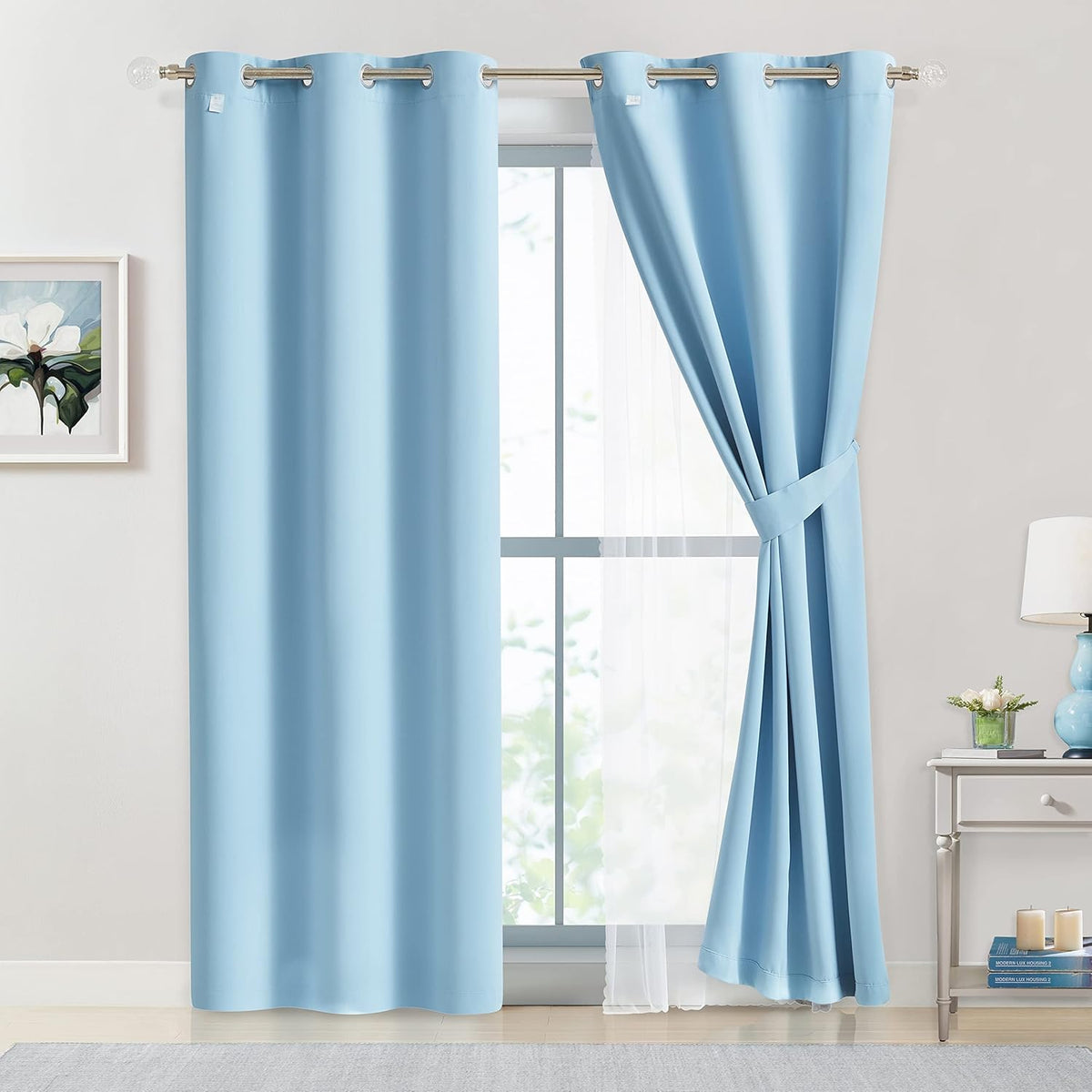 63"L x 37"W polyester curtains in Sky Blue, alternate view 4