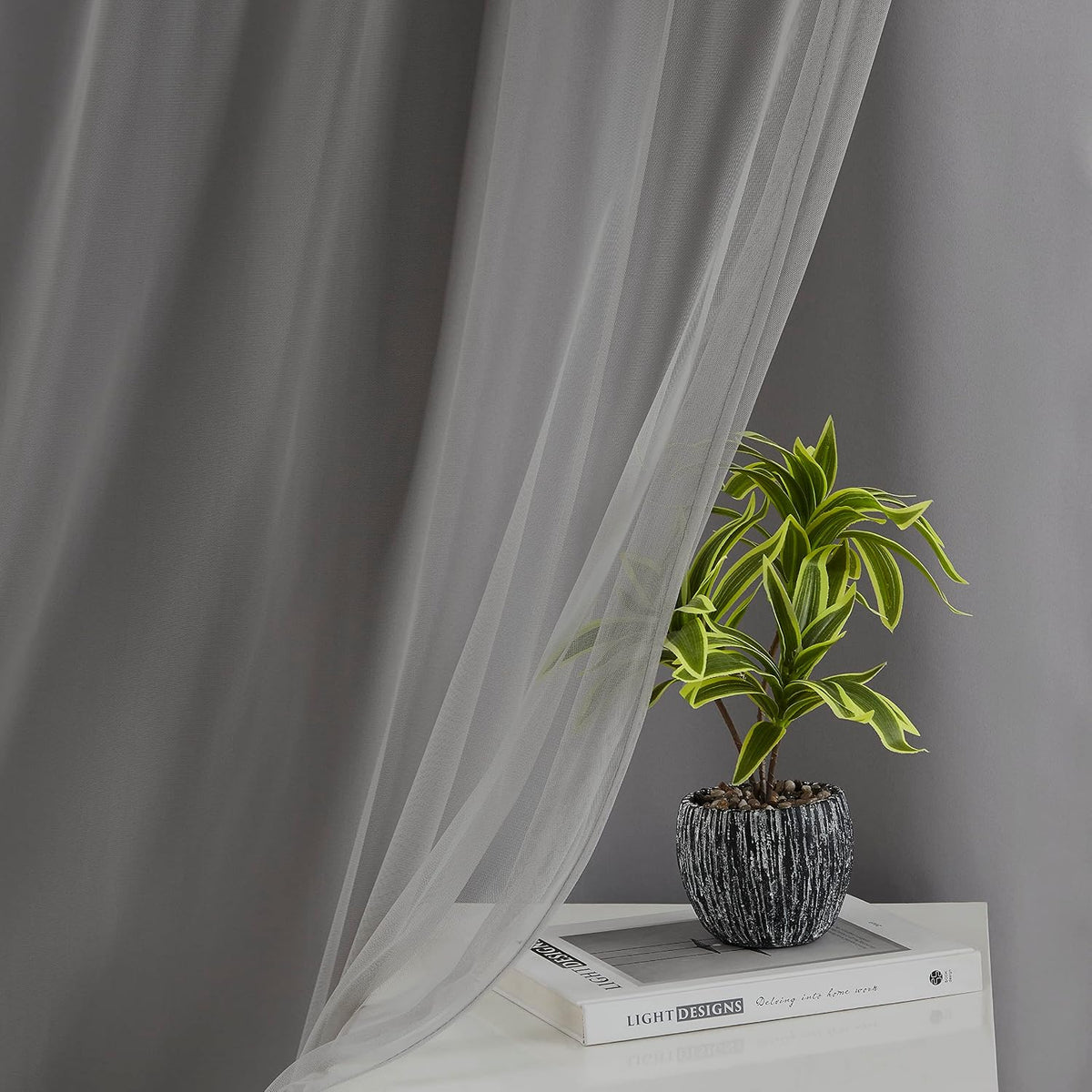 72"L x 37"W polyester curtains in Grey, alternate view 2