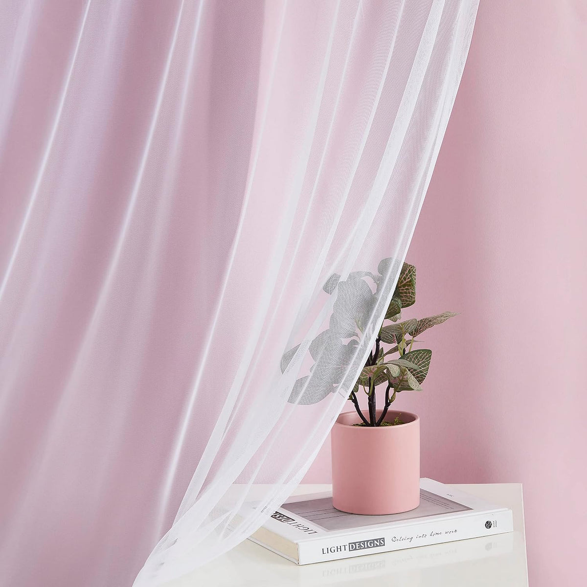 84"L x 37"W polyester curtains in Pink, alternate view 3