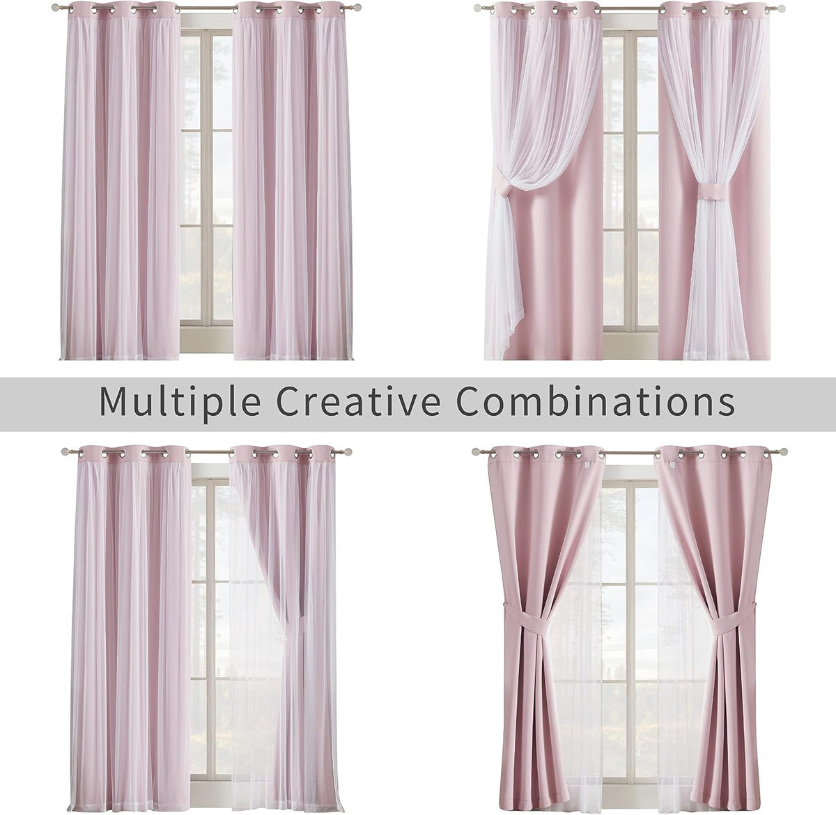 84"L x 37"W polyester curtains in Pink, alternate view 9