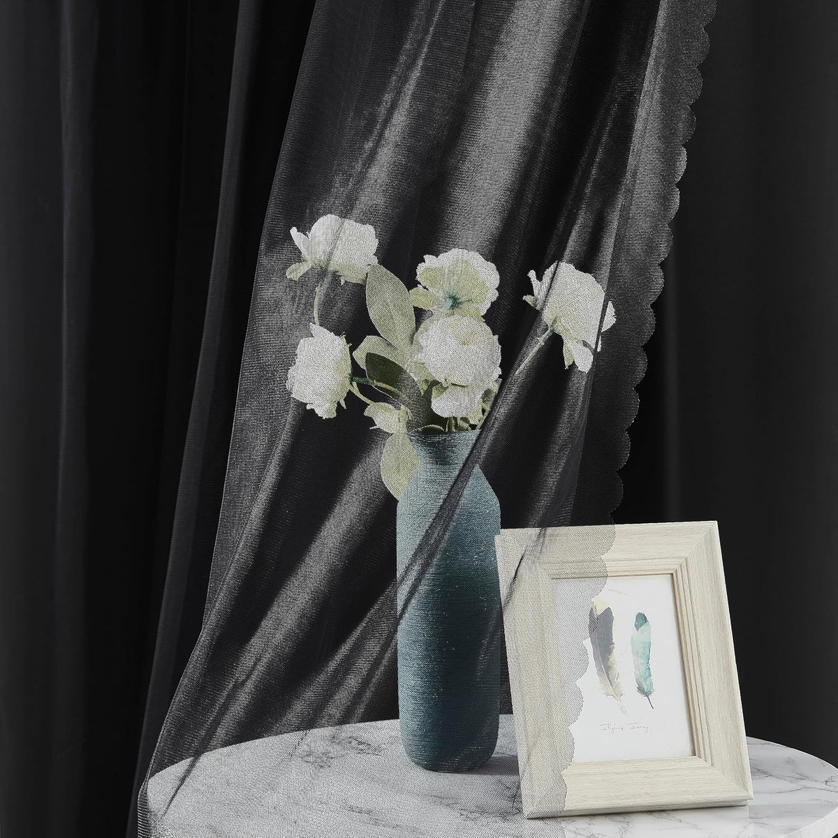 95"L x 37"W polyester curtains in Black, alternate view 2