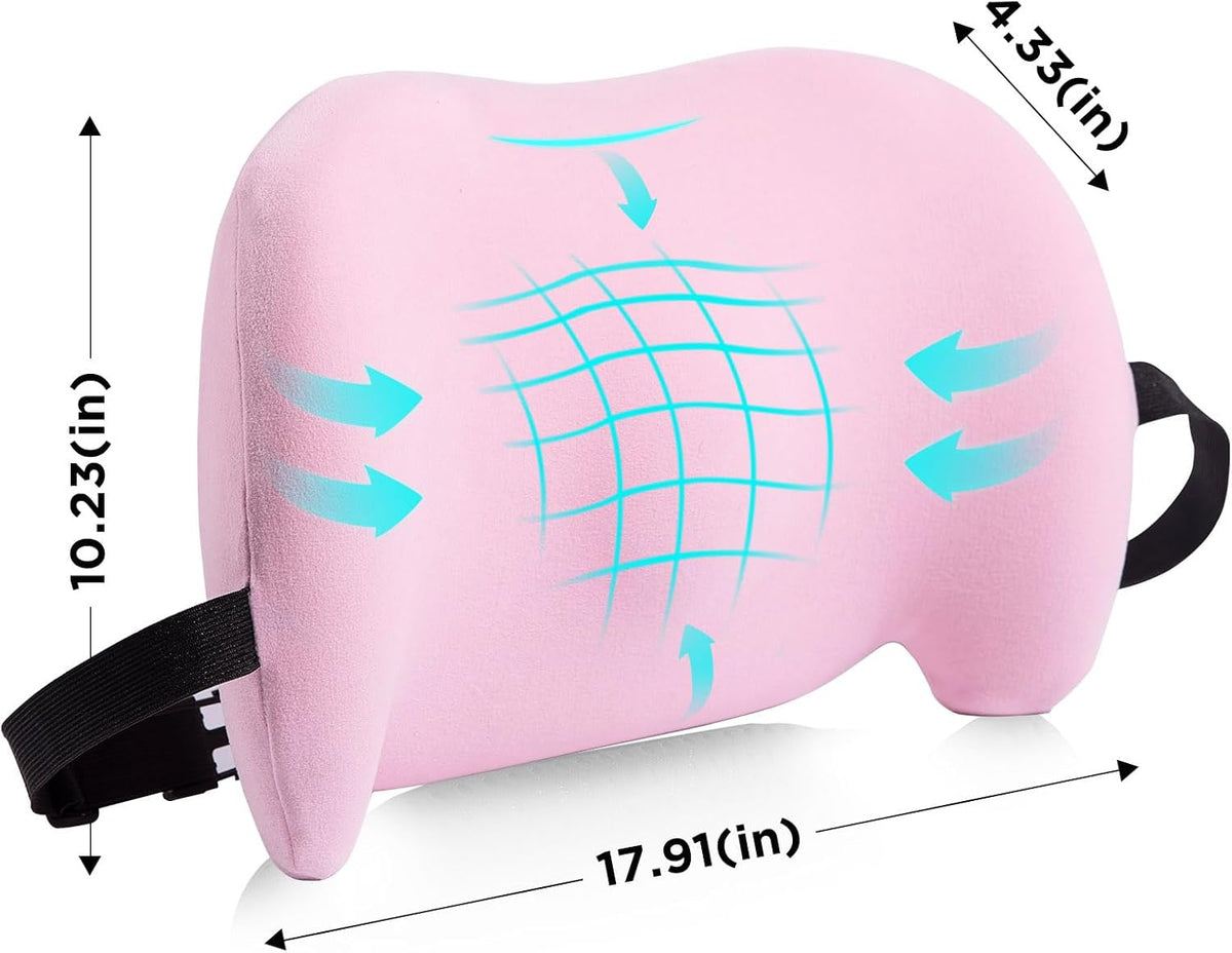 memory foam lumbar roll cushions in Pink, alternate view 6
