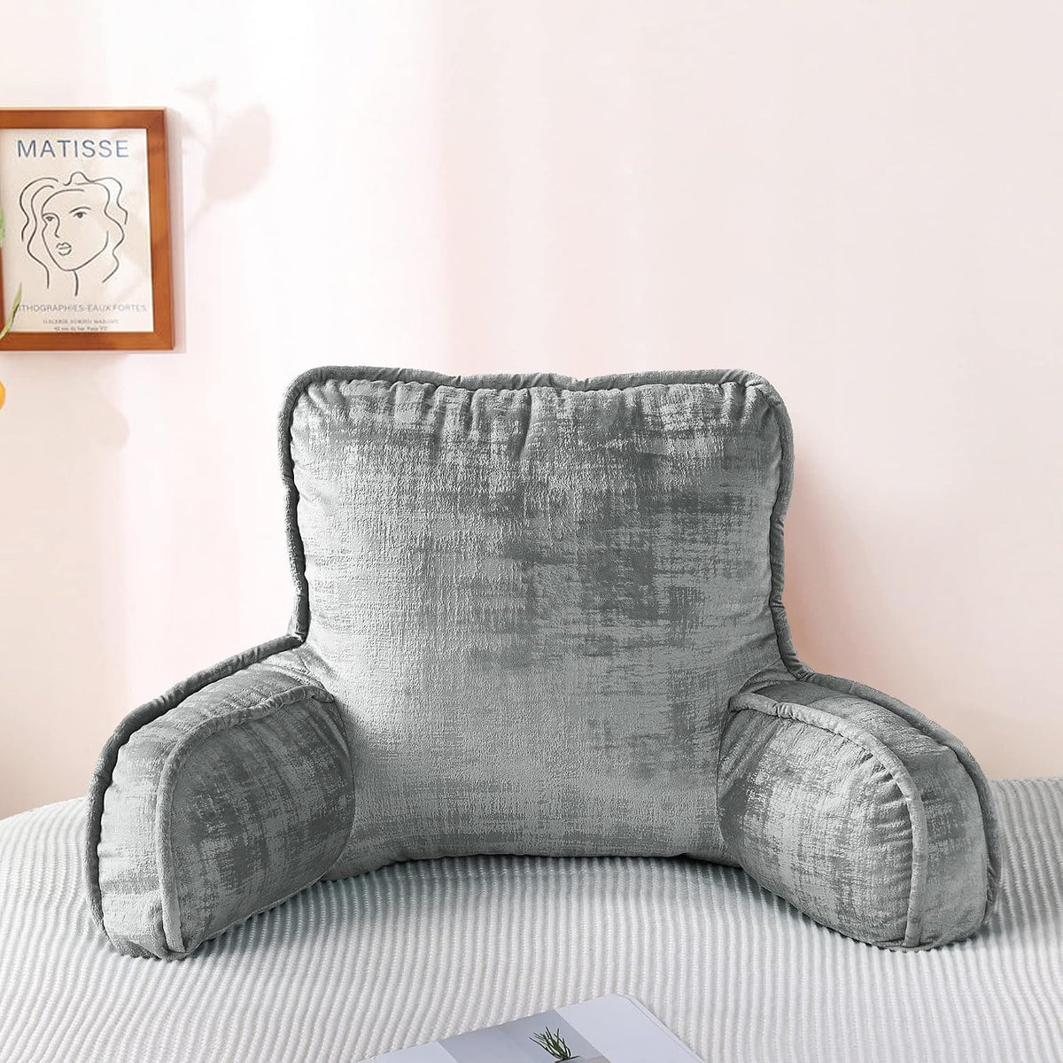 20" x 18" x 17" polyester backrest pillows in Light Gray, alternate view 4