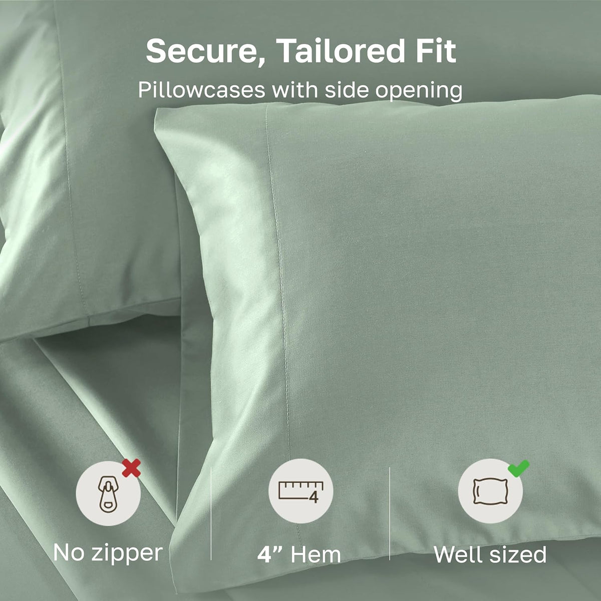 King cotton pillowcases in Sea Glass Sage, alternate view 4