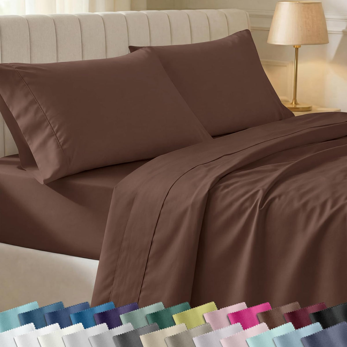 Queen cotton bedding sets in Espresso Chocolate Brown