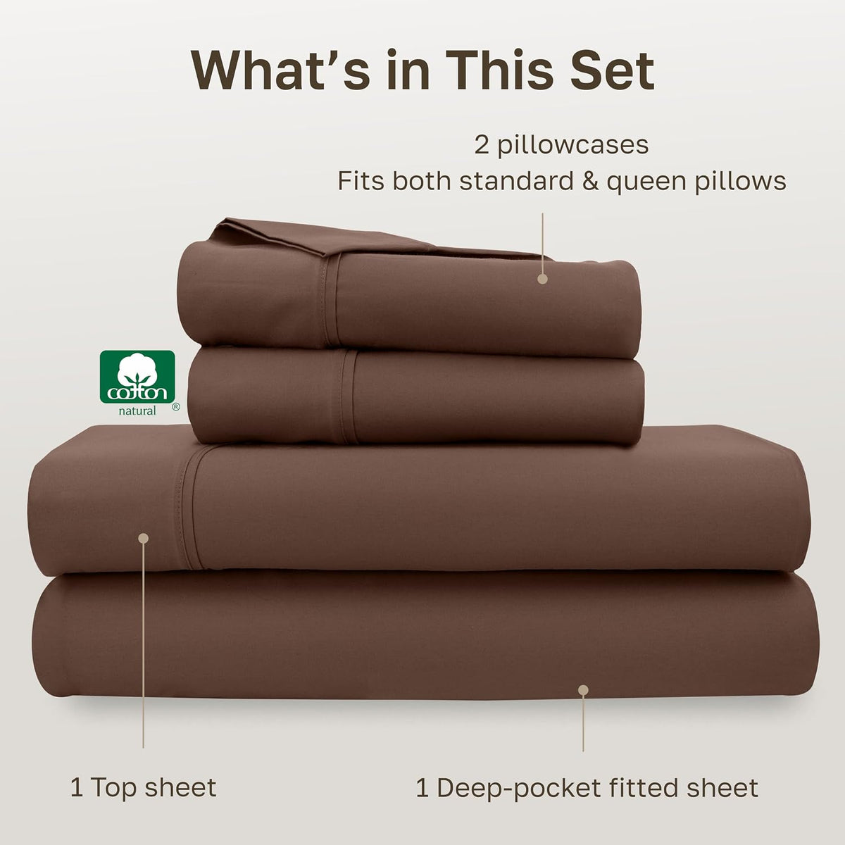 Queen cotton bedding sets in Espresso Chocolate Brown, alternate view 4