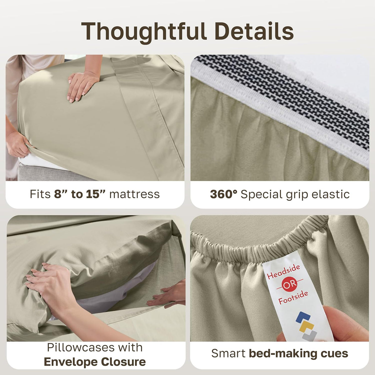 Queen cotton bedding sets in Soft Taupe, alternate view 5