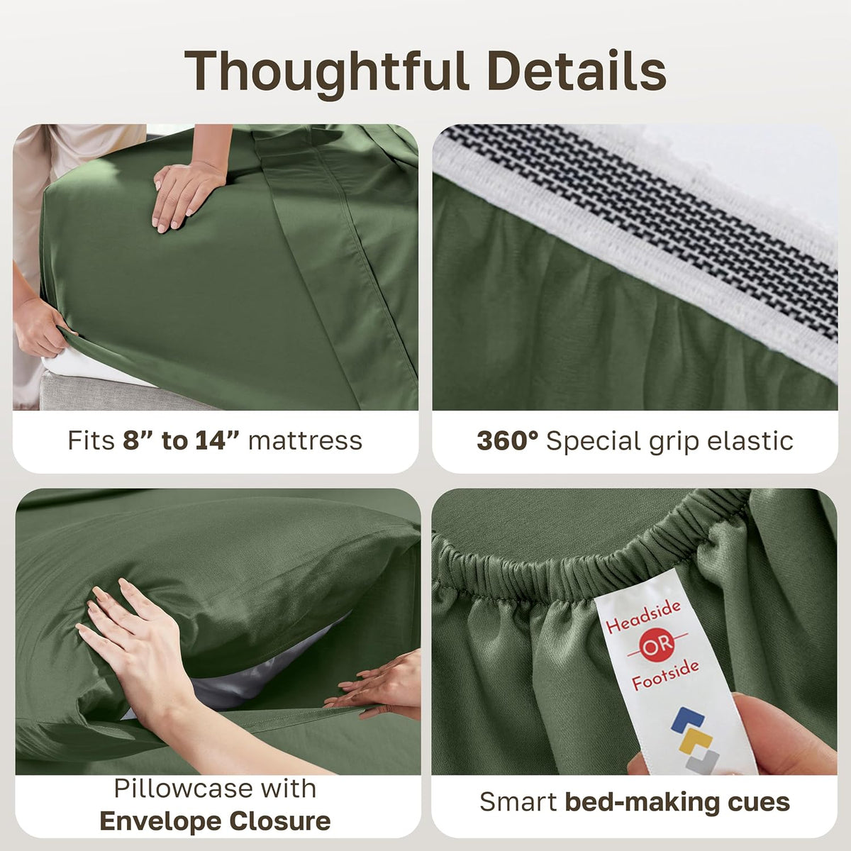 Twin cotton bedding sets in Olive Green, alternate view 5