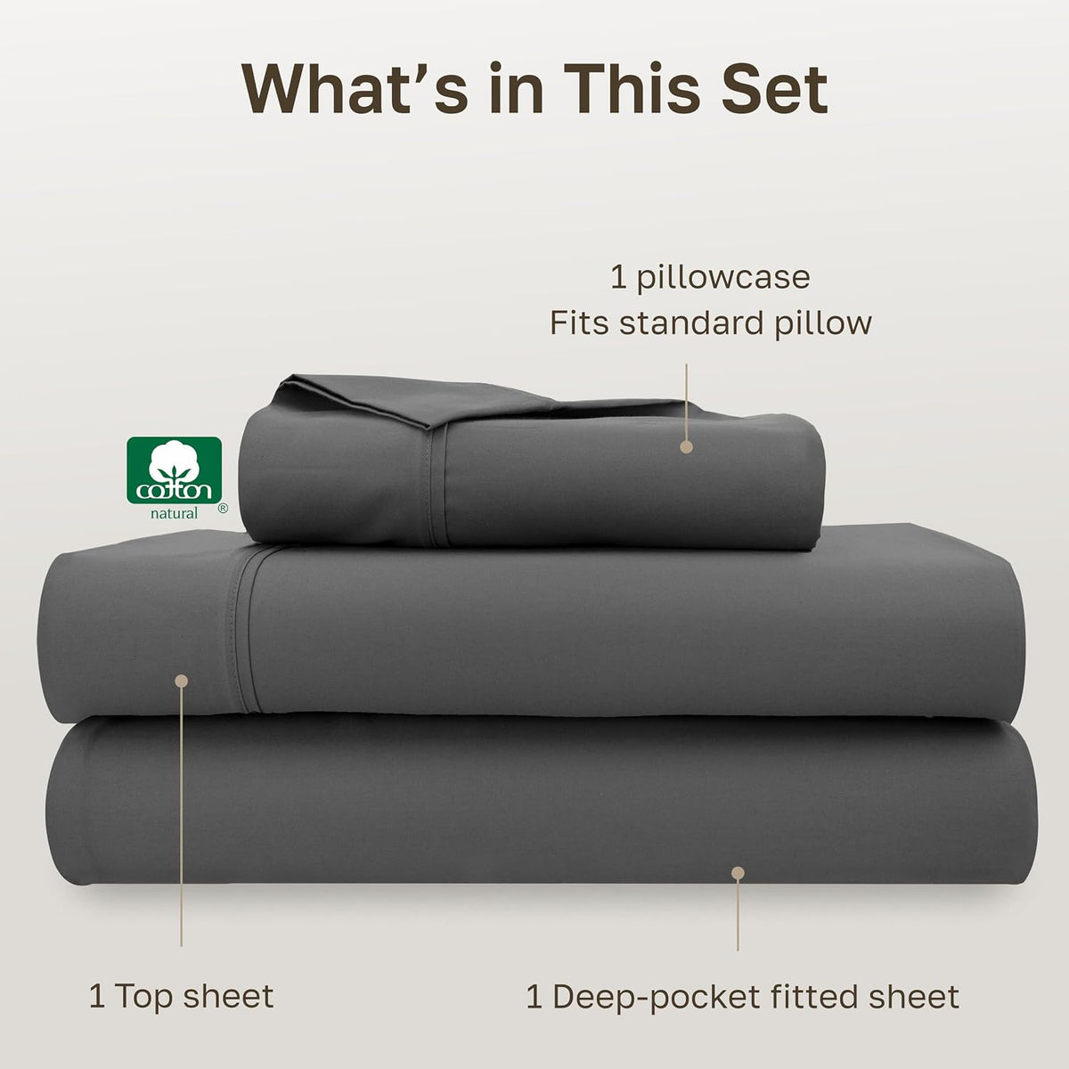 Twin XL cotton bedding sets in Grey, alternate view 4