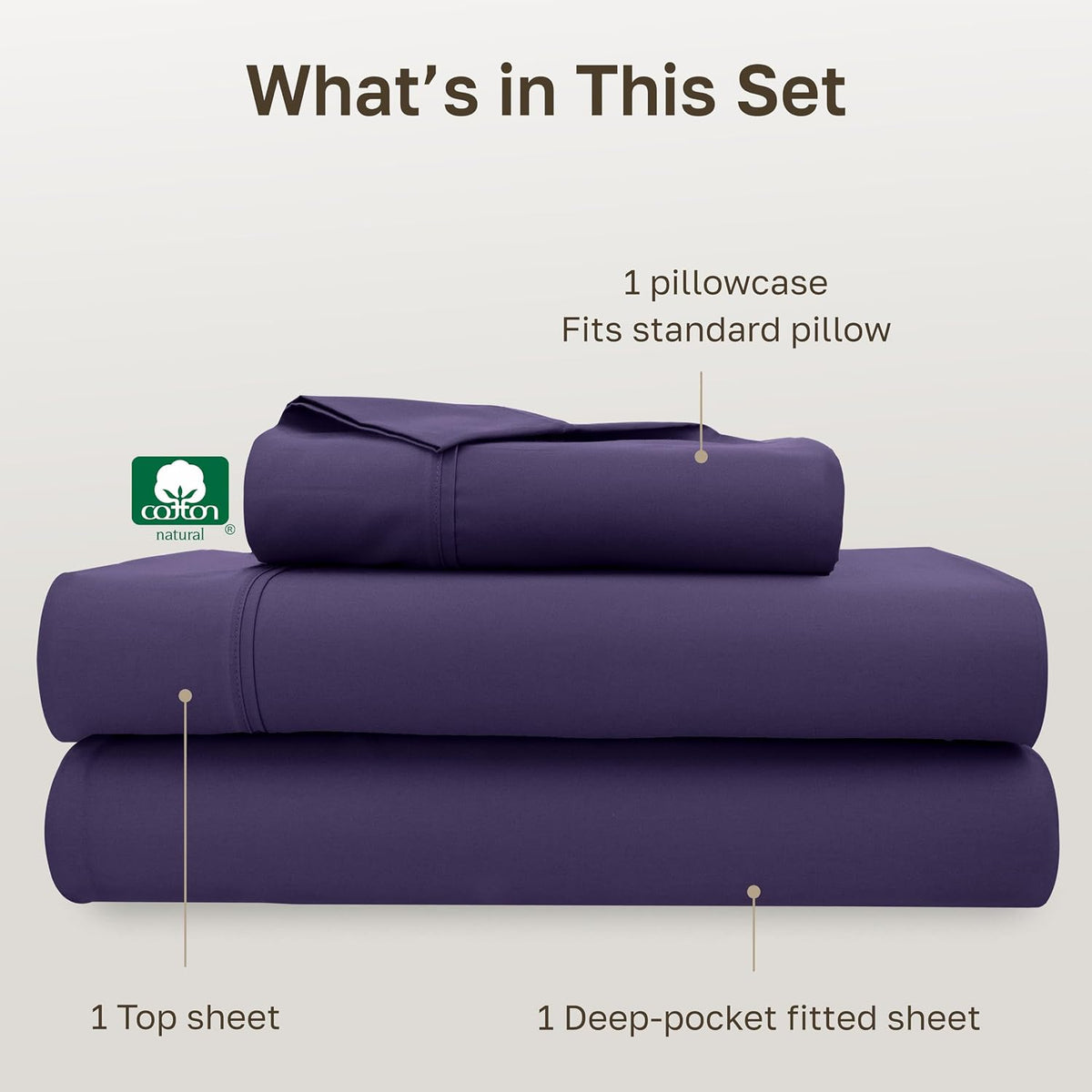 Twin XL cotton bedding sets in Purple, alternate view 4