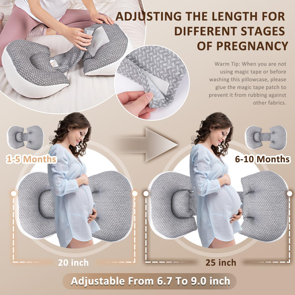 Regular: 28*15.7inch memory foam pregnancy & maternity pillows in Gray, alternate view 4