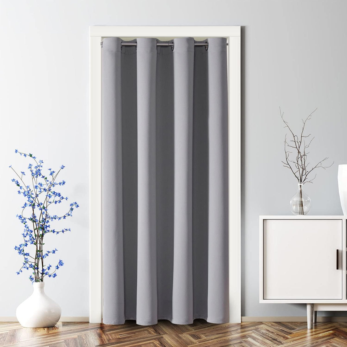 80"L x 34"W polyester curtains in Light Grey