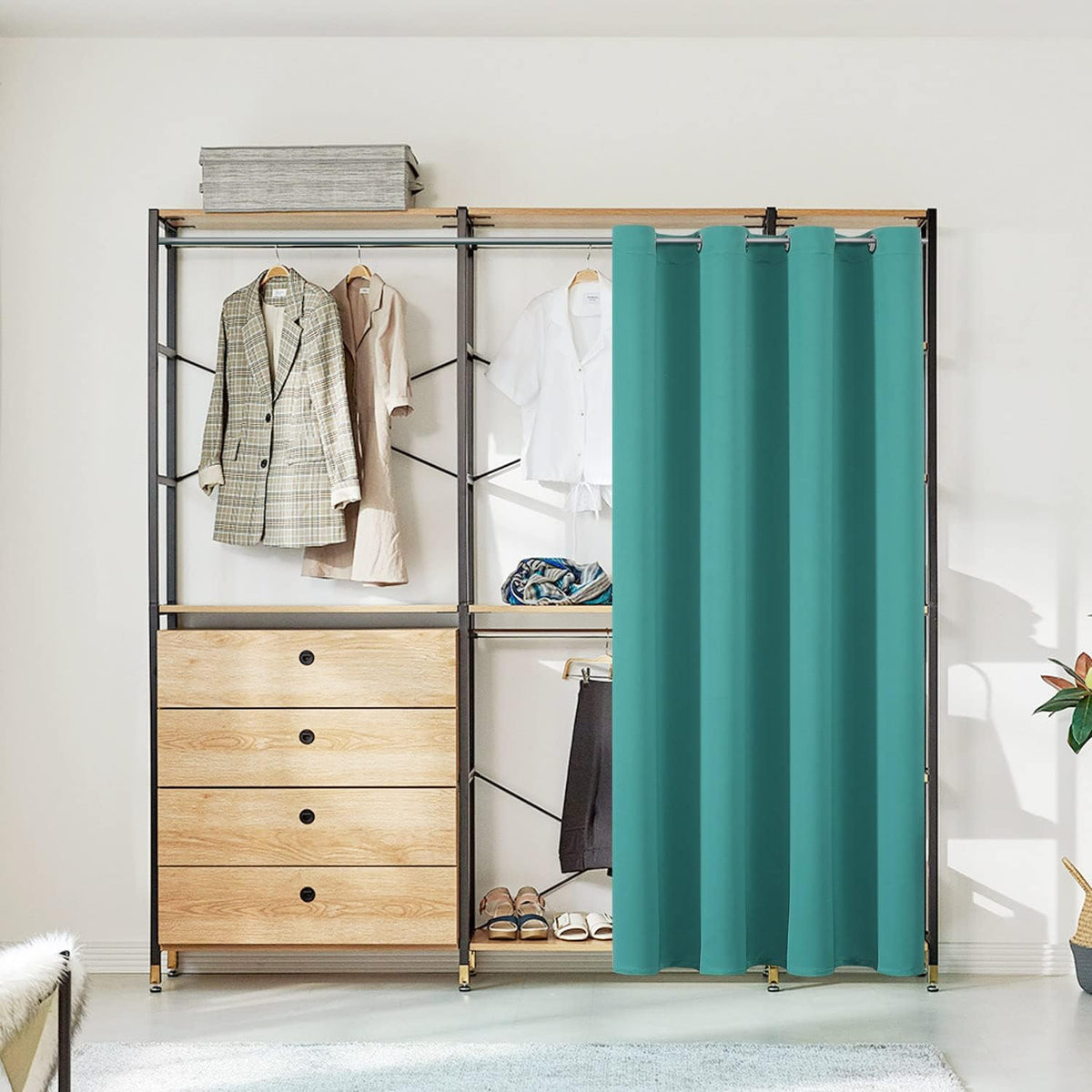 80"L x 34"W polyester curtains in Teal, alternate view 3