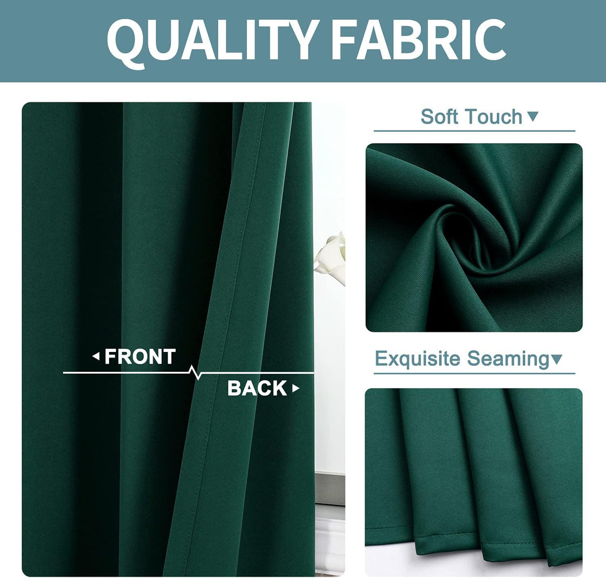 80"L x 52"W polyester curtains in Forest Green, alternate view 5