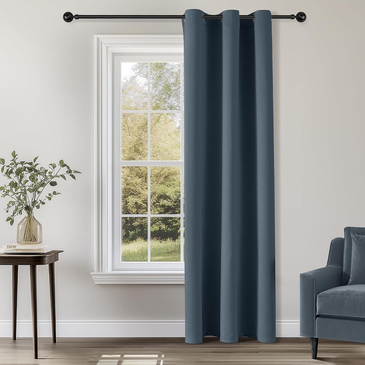 84"L x 42"W polyester curtains in Stone Blue