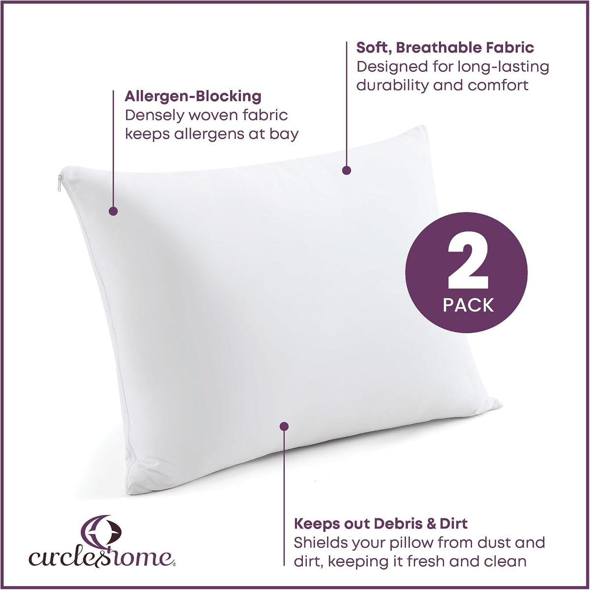 Queen (20 x 30 inches) - Set cotton pillowcases in White, alternate view 2