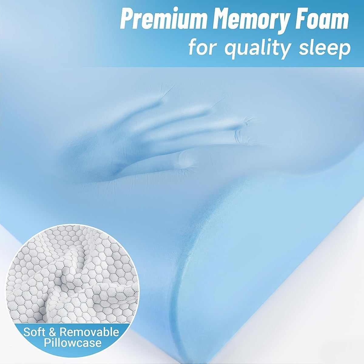 Queen memory foam neck & cervical pillows in Grey, alternate view 3