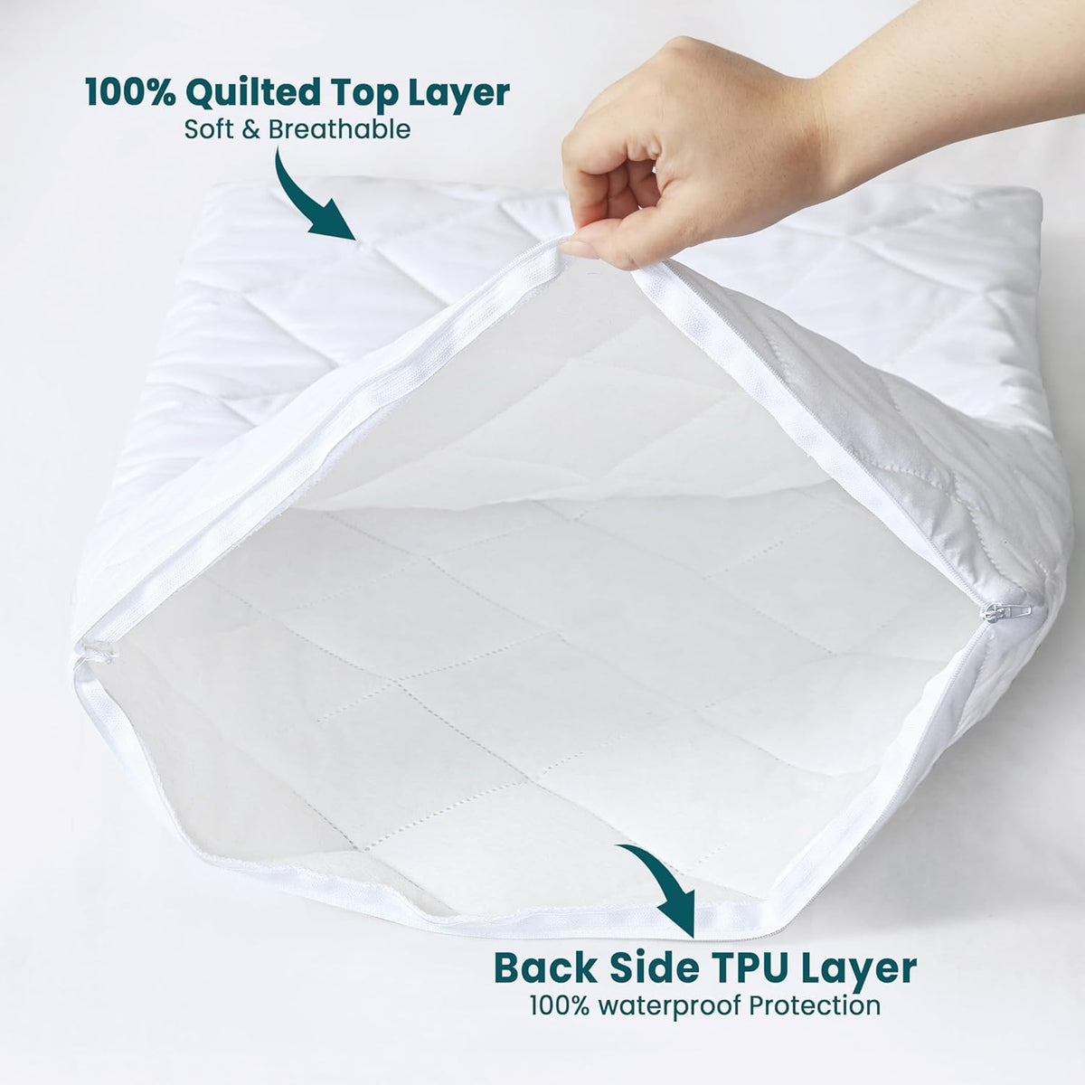Standard polyester pillowcases in White, alternate view 2