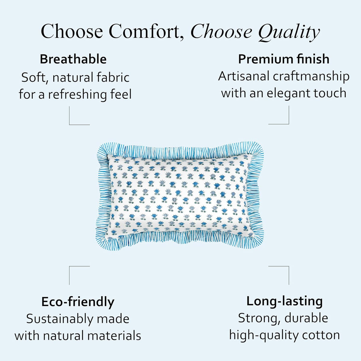 20"L x 12"W cotton throw pillow accessories in Arctic Blue, alternate view 5