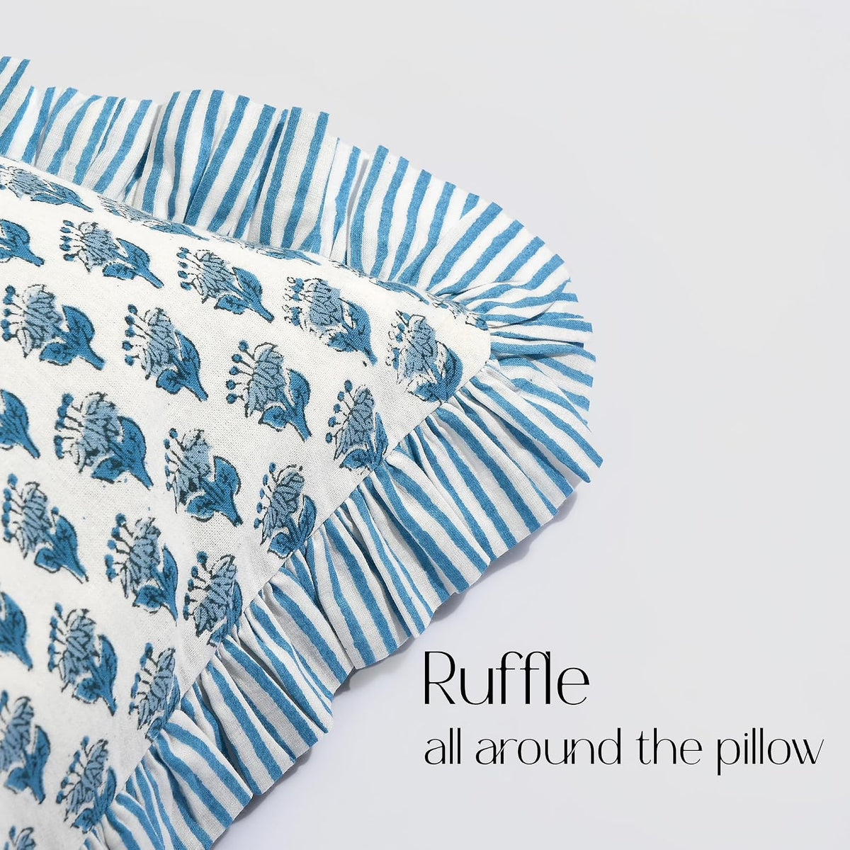 36"L x 14"W cotton throw pillow accessories in Apatite Blue, alternate view 5