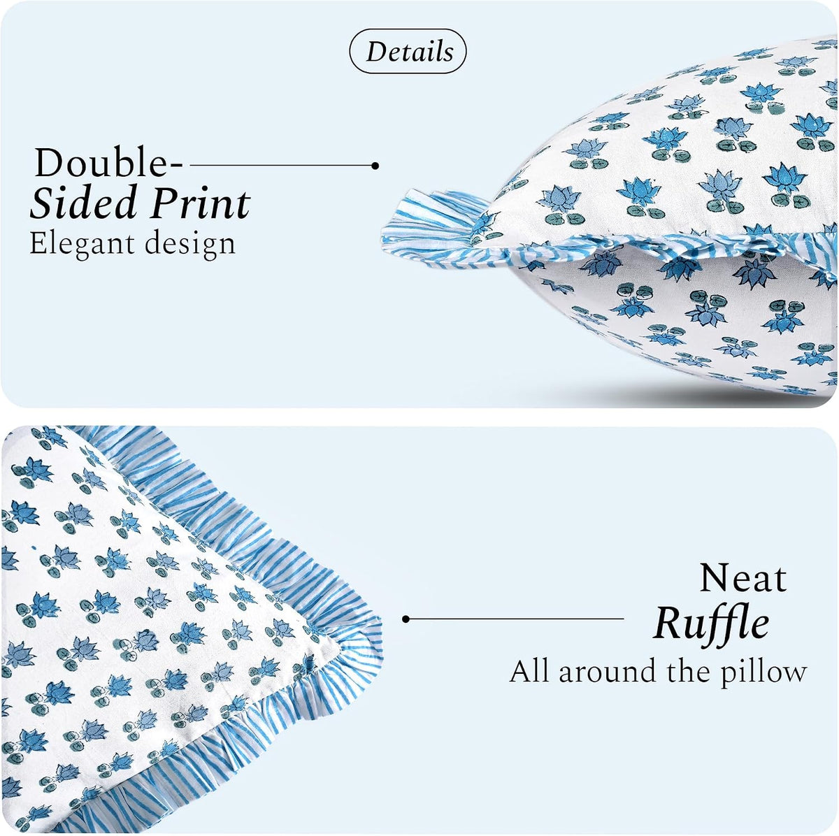 36"L x 14"W cotton throw pillow accessories in Arctic Blue, alternate view 2