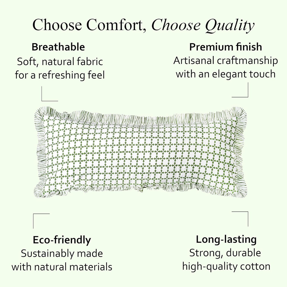 36"L x 14"W cotton throw pillow accessories in Kelly Green, alternate view 9