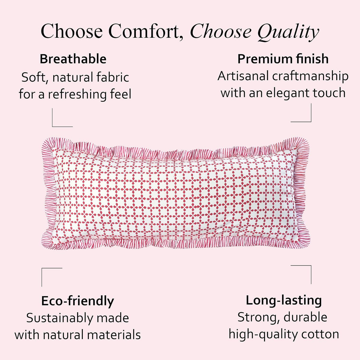 36"L x 14"W cotton throw pillow accessories in Magenta Pink, alternate view 9