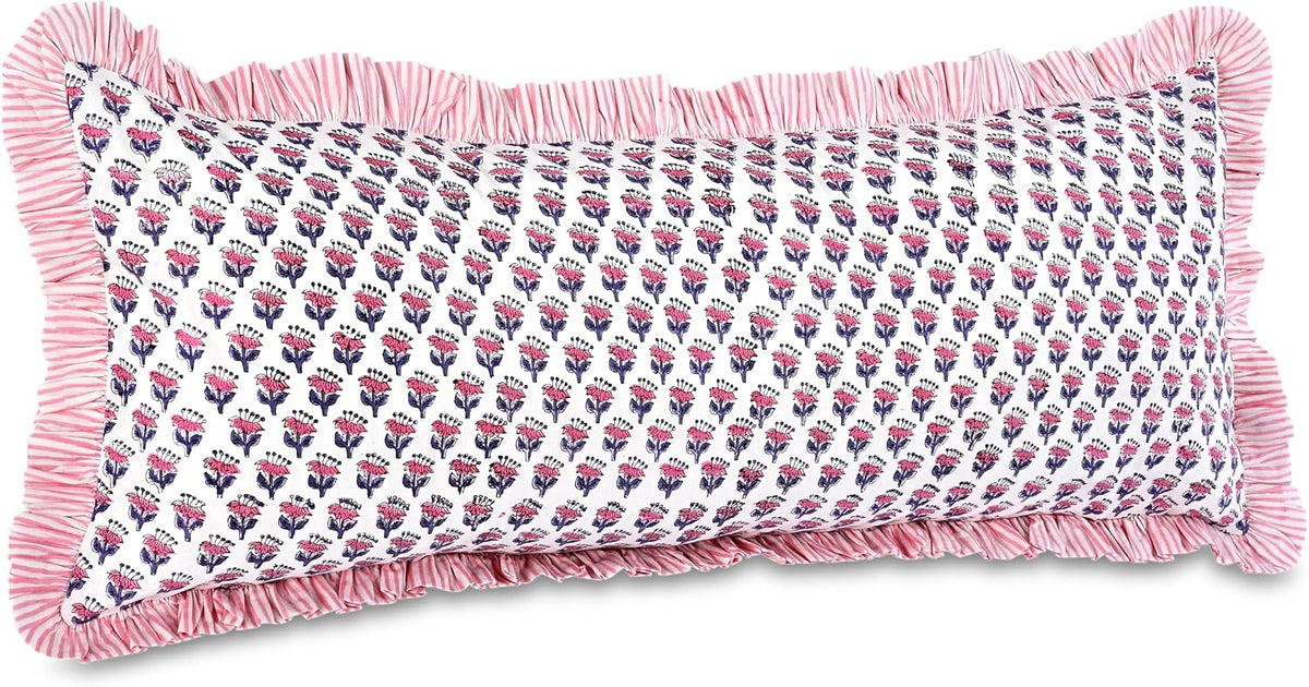 36"L x 14"W cotton throw pillow accessories in Pink Sapphire, alternate view 5