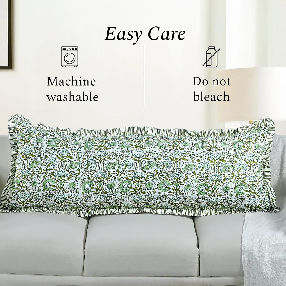 54"L x 20"W cotton throw pillow accessories in Agate Green, alternate view 5