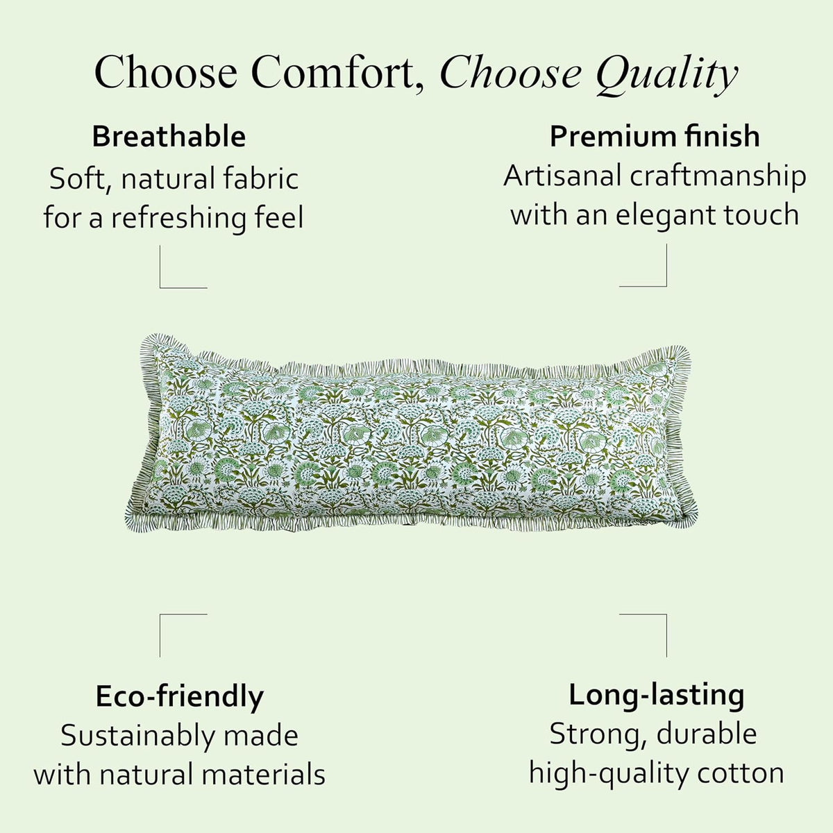 54"L x 20"W cotton throw pillow accessories in Agate Green, alternate view 6