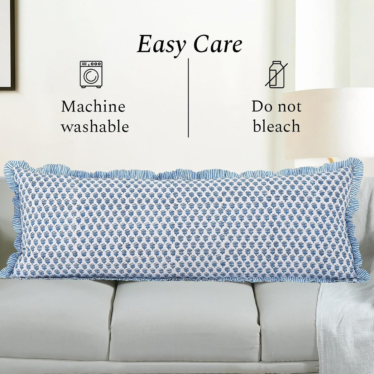 54"L x 20"W cotton throw pillow accessories in Apatite Blue, alternate view 6