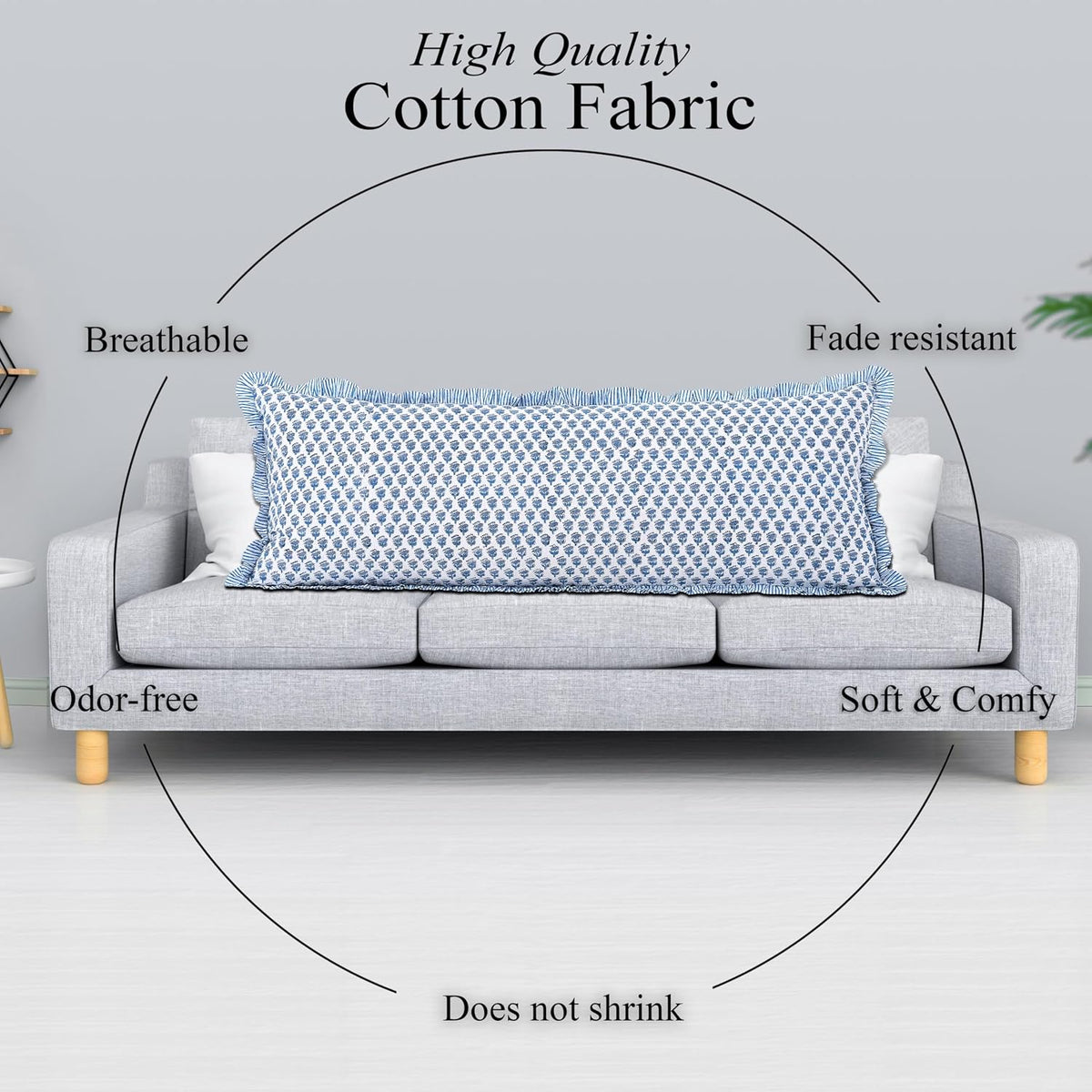 54"L x 20"W cotton throw pillow accessories in Apatite Blue, alternate view 7