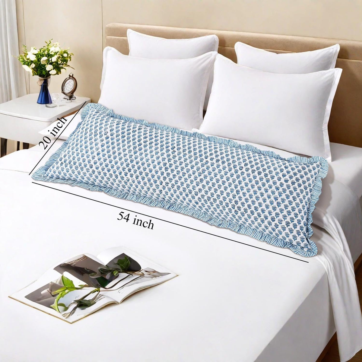 54"L x 20"W cotton throw pillow accessories in Apatite Blue, alternate view 8