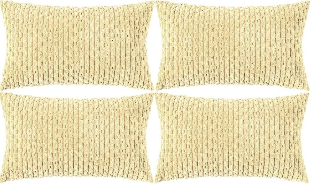 12"L x 20"W corduroy throw pillow accessories in Light Yellow