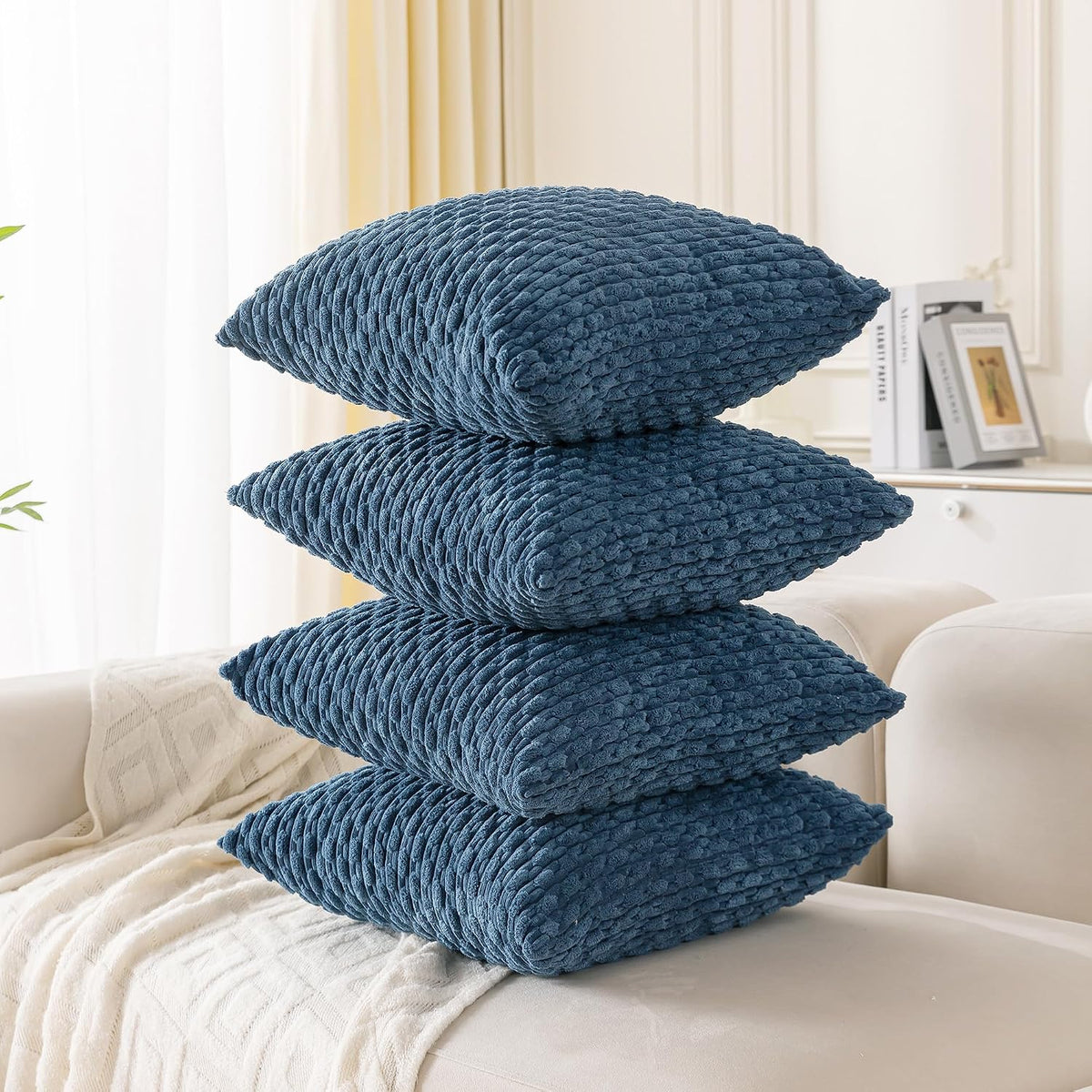 20"L x 20"W corduroy throw pillow accessories in Blue, alternate view 7